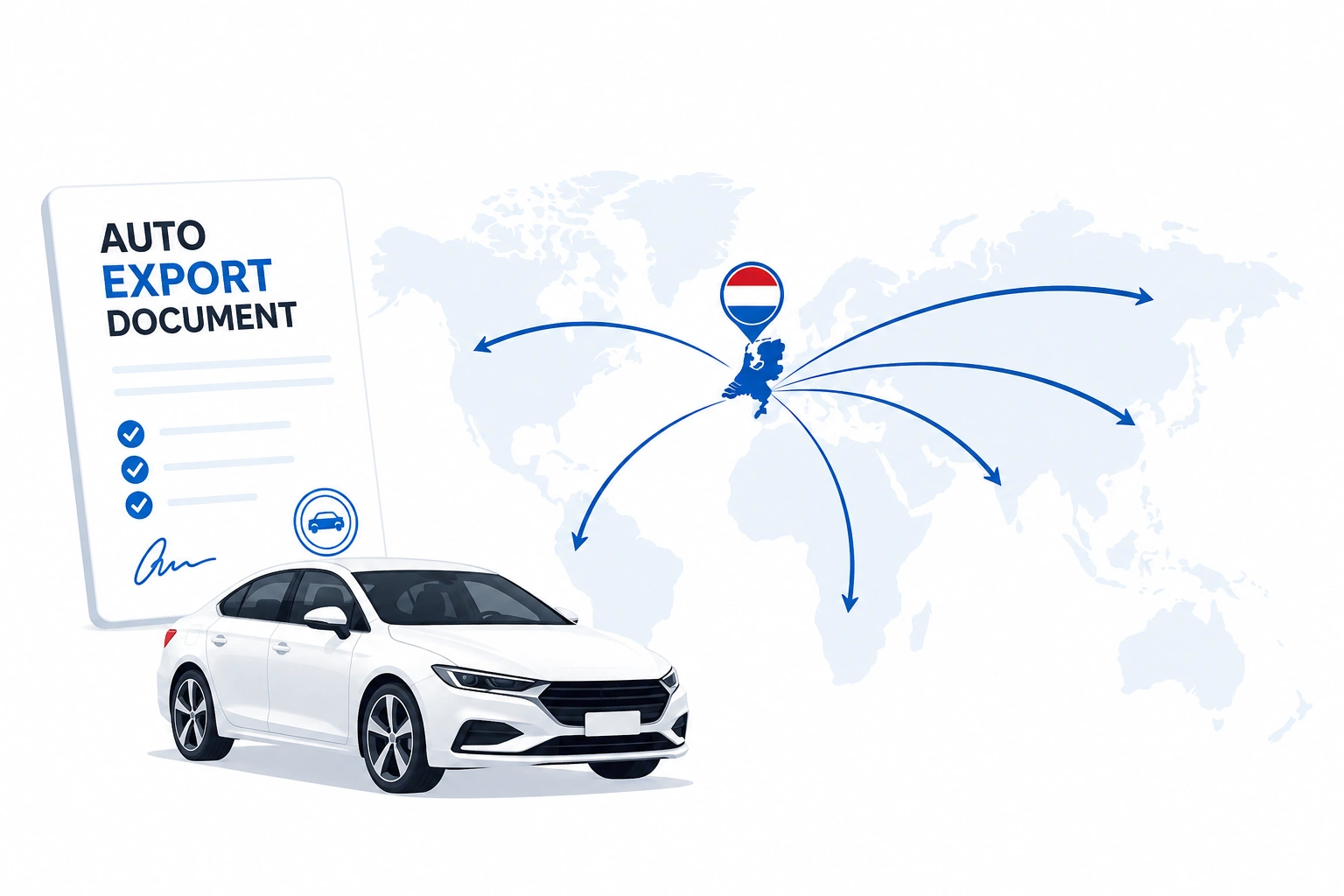 Auto export document Nederland - RDW erkend exportdocument, exportverzekering en exportkentekens vanuit Nederland